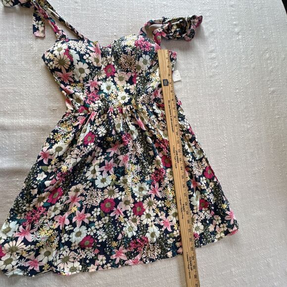 As U Wish Women's Sleeveless Tie On Shoulder Short Mini Dress Summer Floral Sz M - Picture 14 of 16
